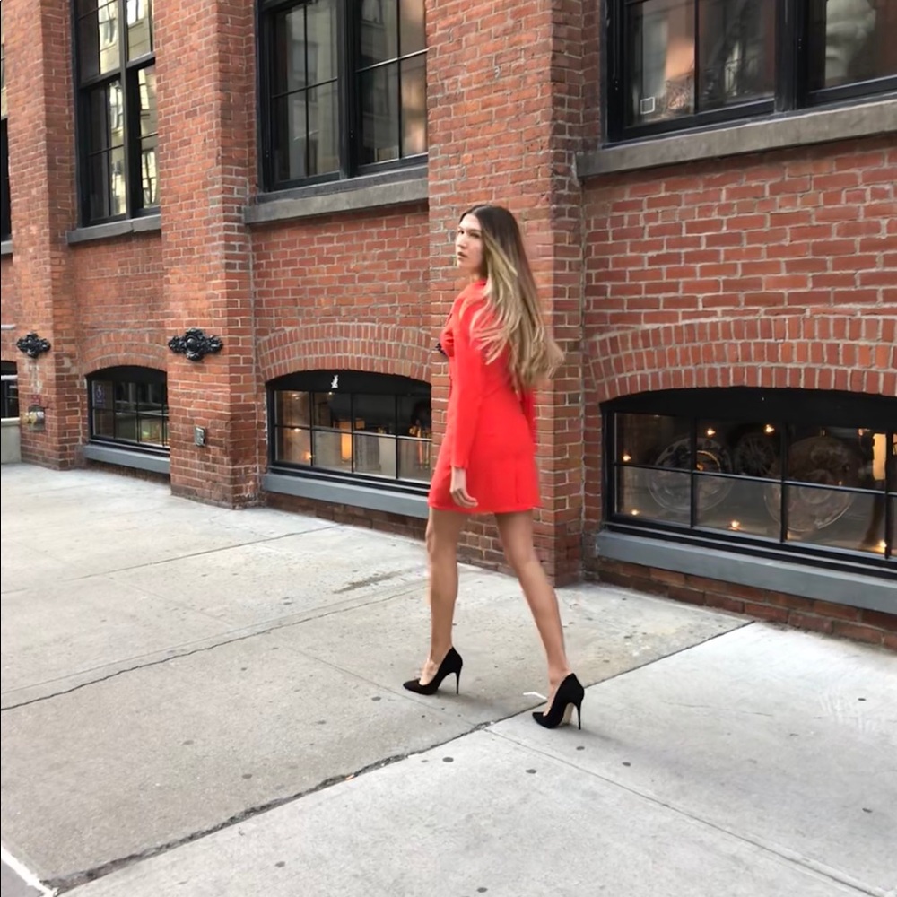 Long sleeve red mini dress - Picture 4 of 4